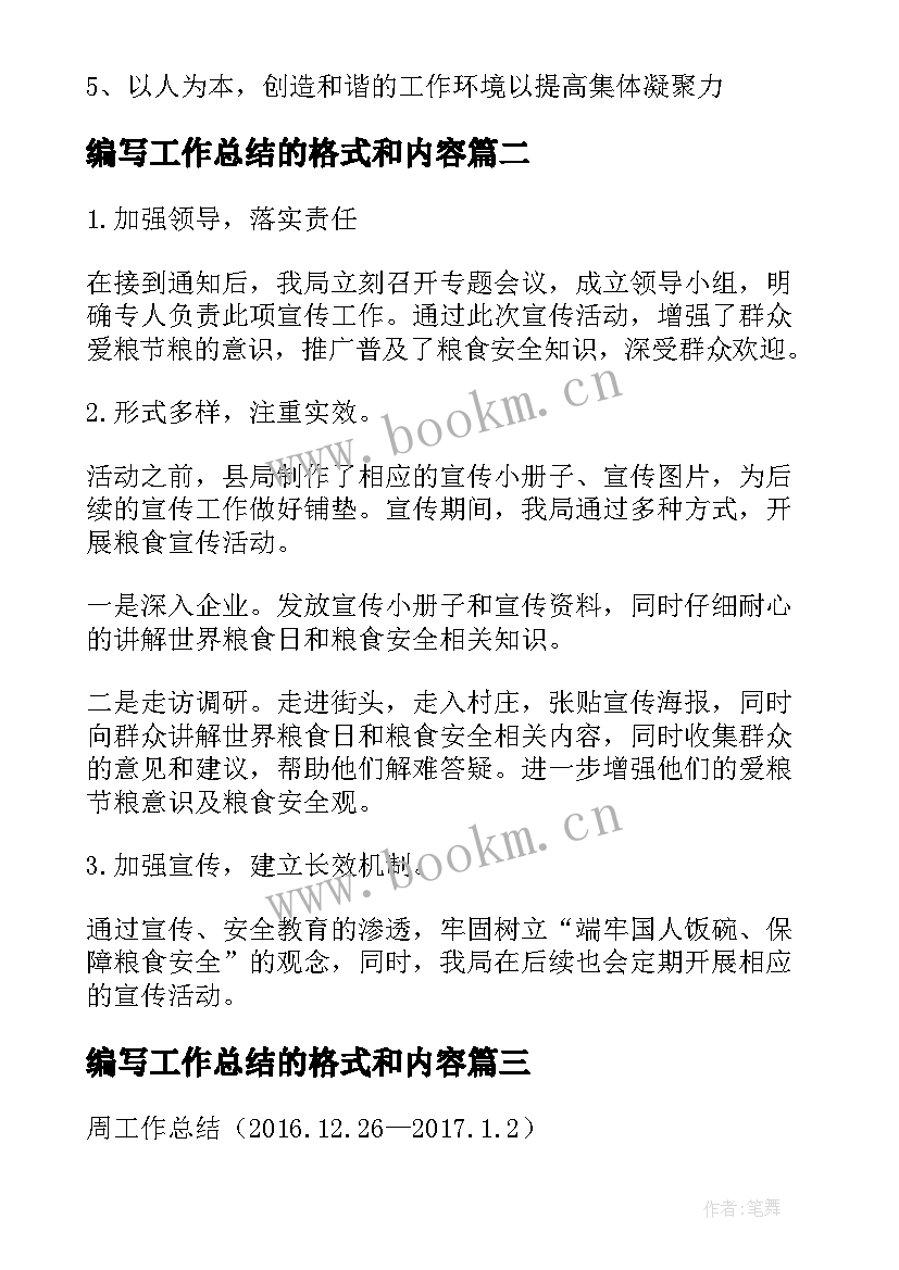 2023年编写工作总结的格式和内容(优质10篇)