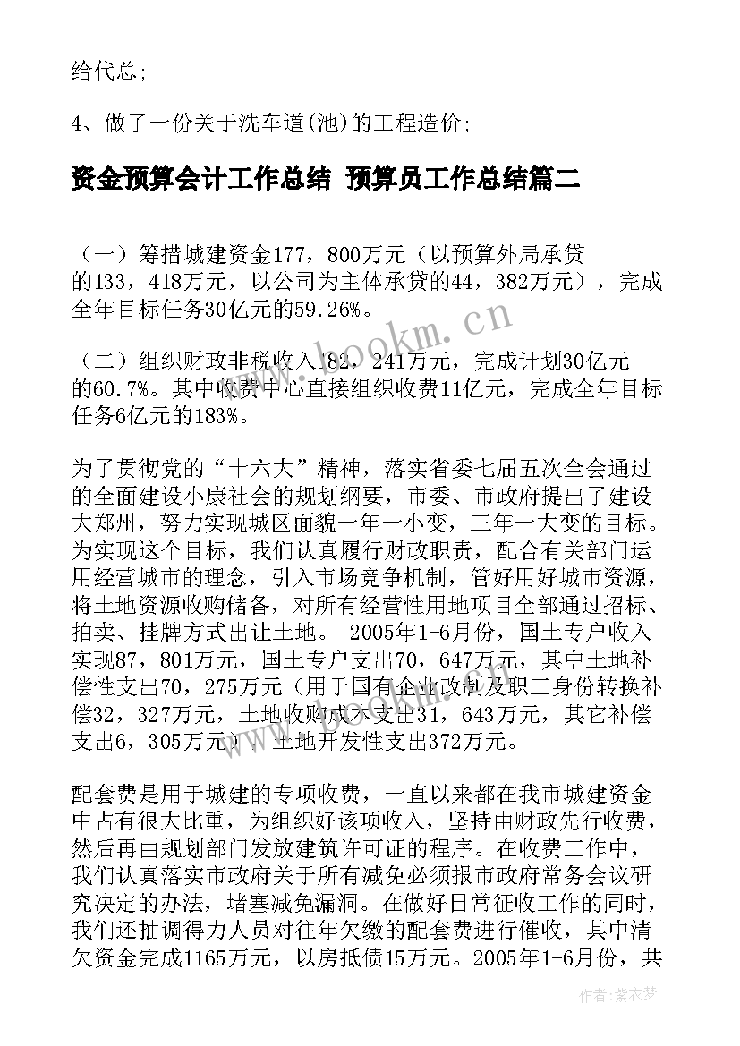 最新资金预算会计工作总结 预算员工作总结(优秀10篇)