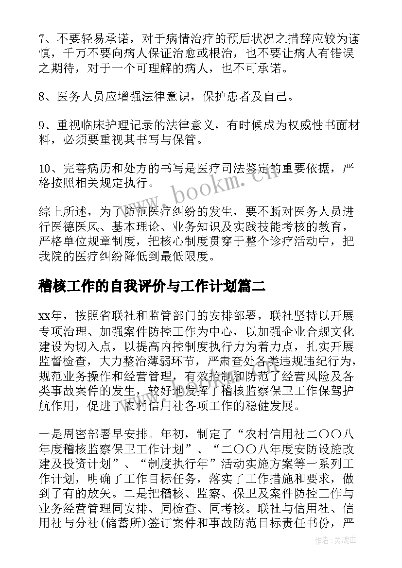 2023年稽核工作的自我评价与工作计划(精选9篇)