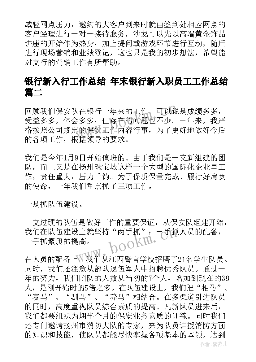 银行新入行工作总结 年末银行新入职员工工作总结(汇总5篇)