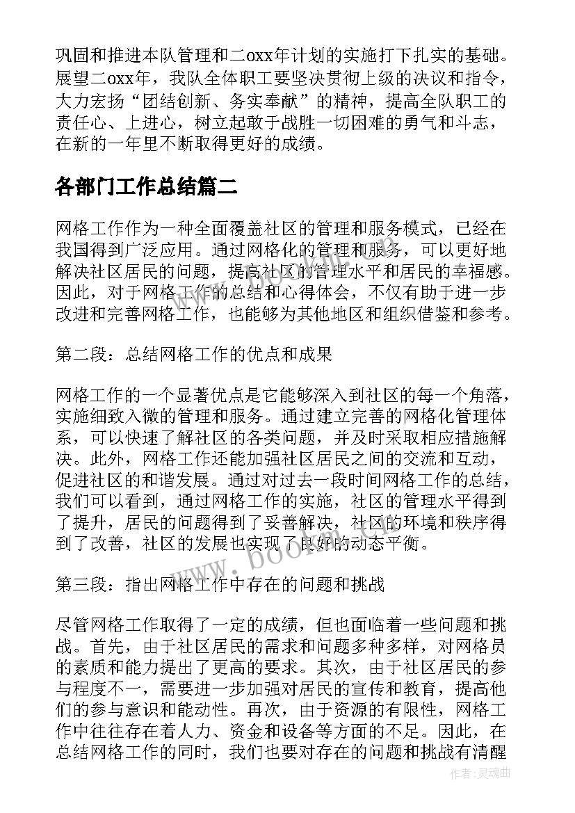 各部门工作总结(大全7篇)