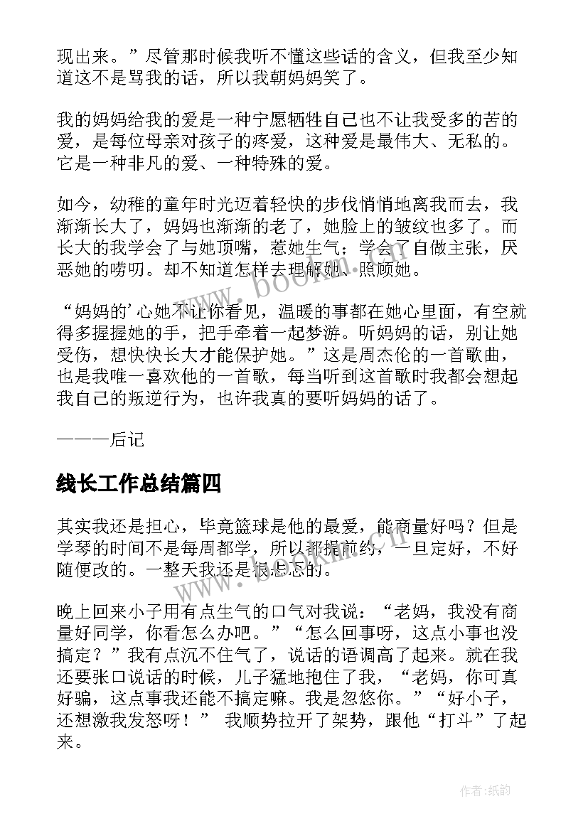 2023年线长工作总结(实用7篇)