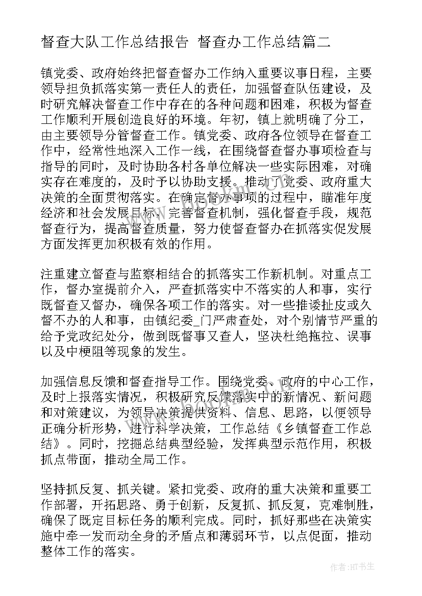 2023年督查大队工作总结报告 督查办工作总结(模板6篇)