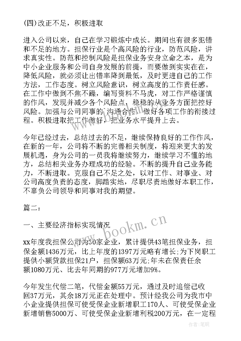 最新担保公司的工作总结 担保公司年度工作总结(大全6篇)