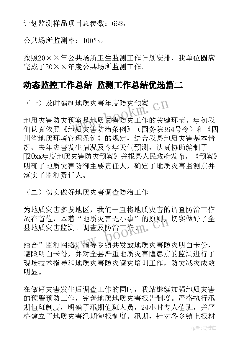 最新动态监控工作总结 监测工作总结优选(精选9篇)