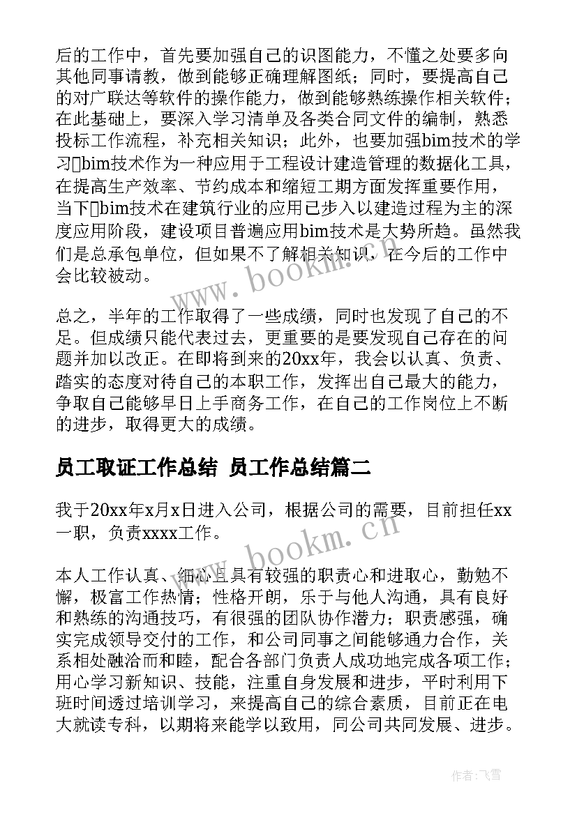 2023年员工取证工作总结 员工作总结(精选5篇)