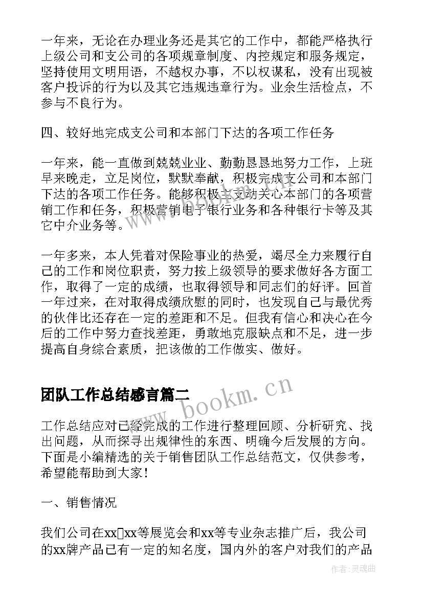 最新团队工作总结感言(大全5篇)