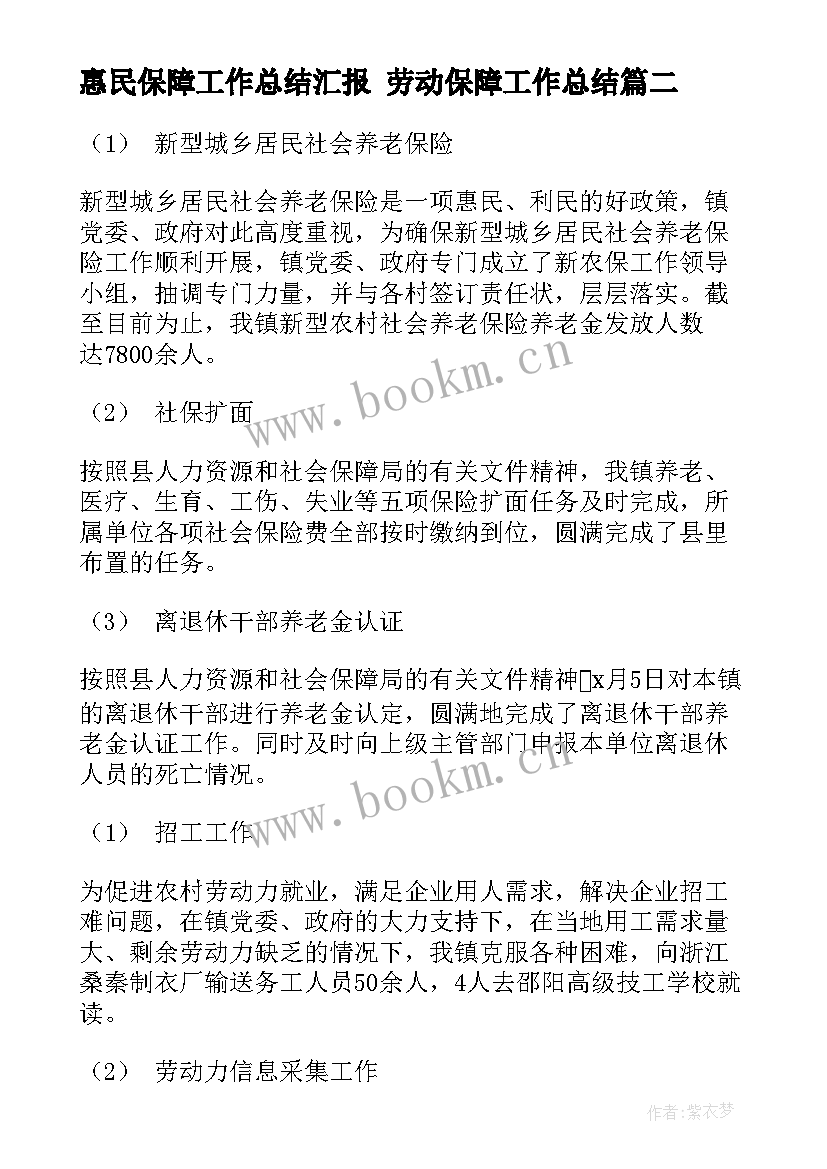 最新惠民保障工作总结汇报 劳动保障工作总结(实用5篇)