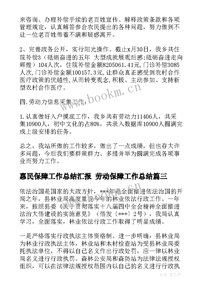 最新惠民保障工作总结汇报 劳动保障工作总结(实用5篇)