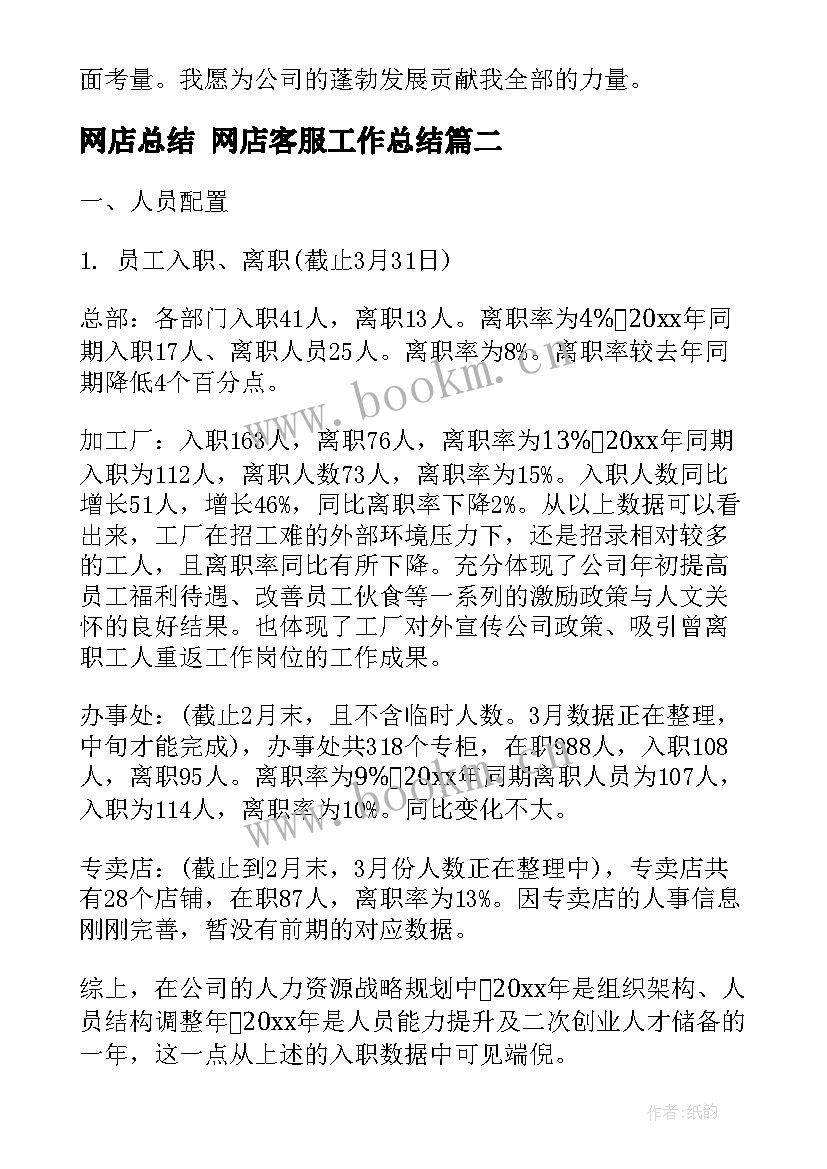 最新网店总结 网店客服工作总结(模板6篇)