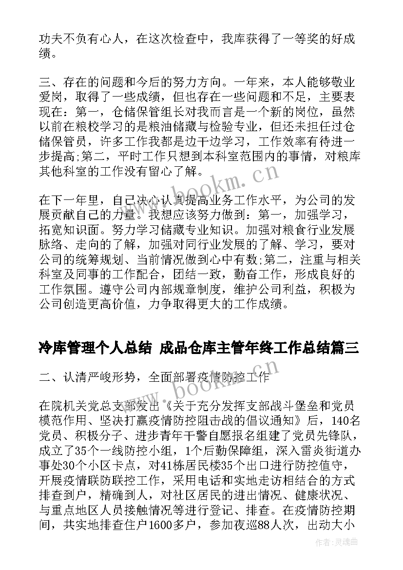 2023年冷库管理个人总结 成品仓库主管年终工作总结(模板10篇)