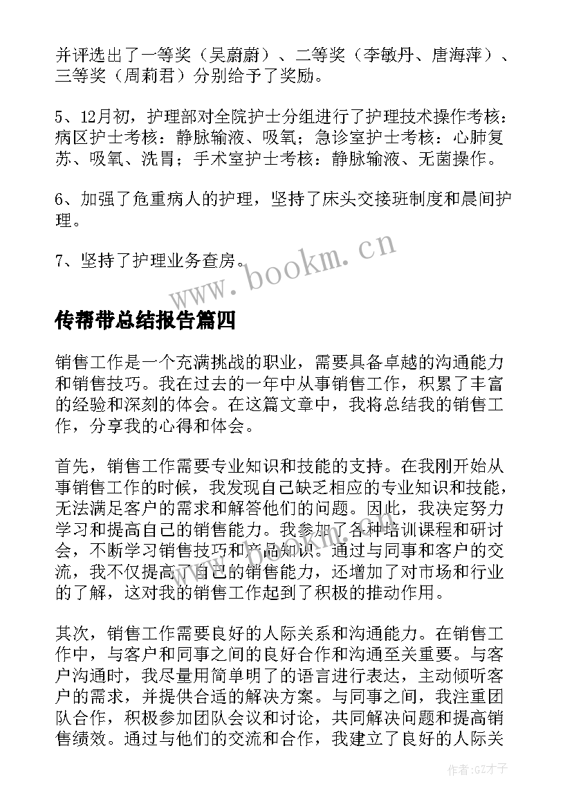 2023年传帮带总结报告(大全8篇)