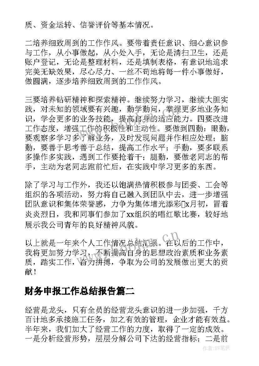 2023年财务申报工作总结报告(精选6篇)