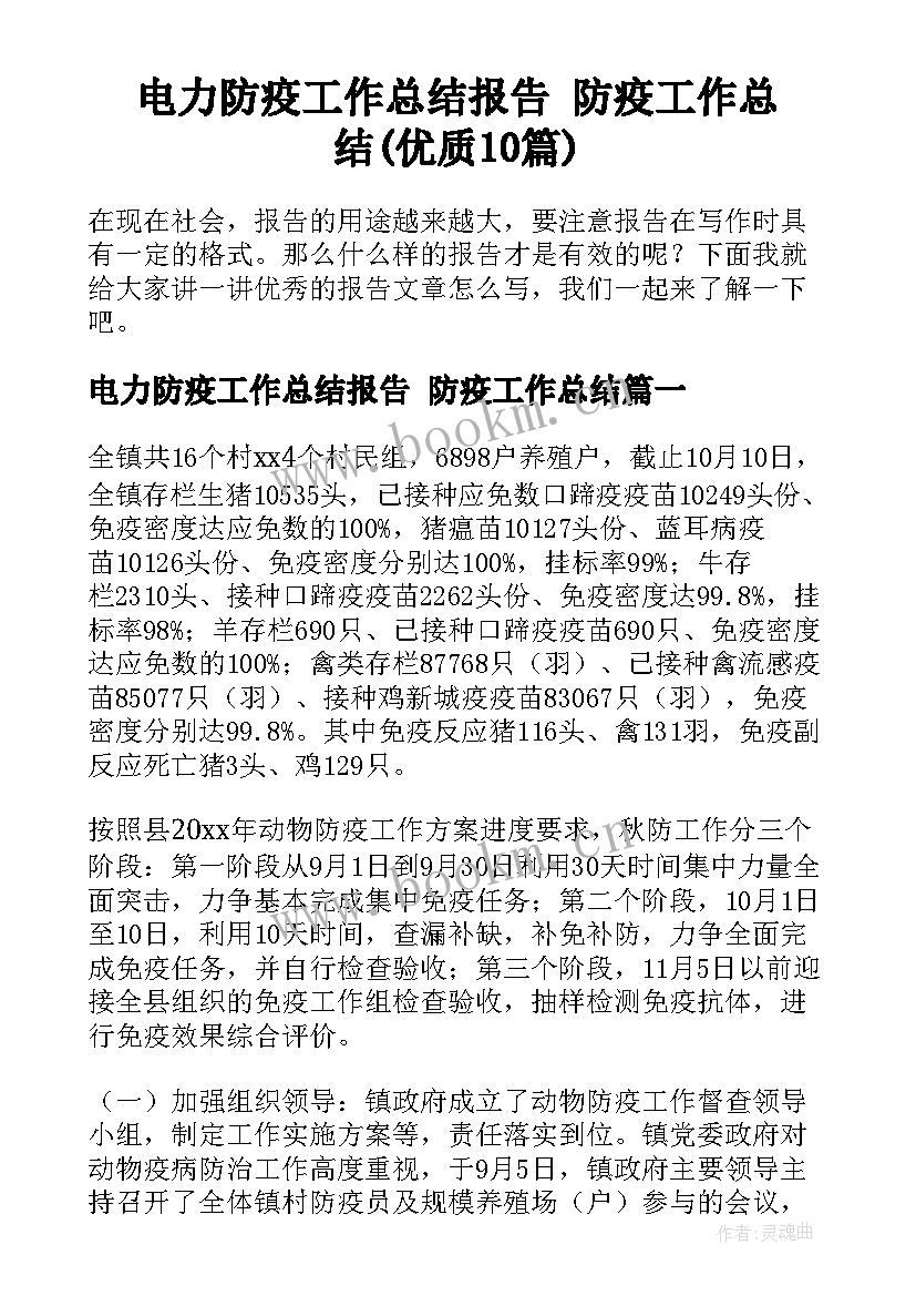 电力防疫工作总结报告 防疫工作总结(优质10篇)