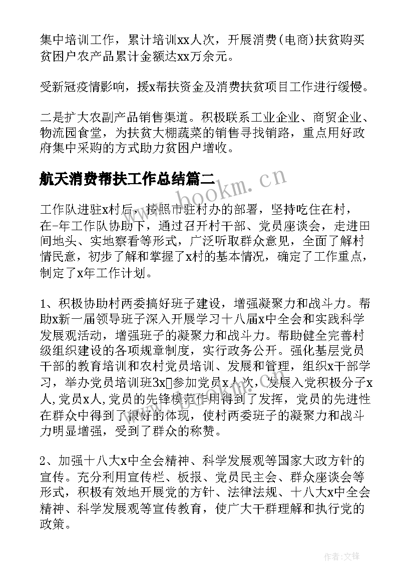 2023年航天消费帮扶工作总结(精选5篇)