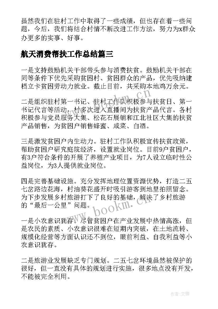 2023年航天消费帮扶工作总结(精选5篇)