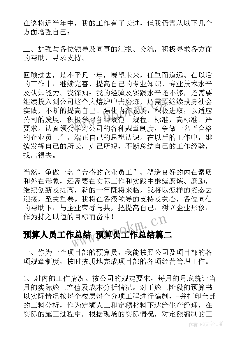 2023年预算人员工作总结 预算员工作总结(实用10篇)