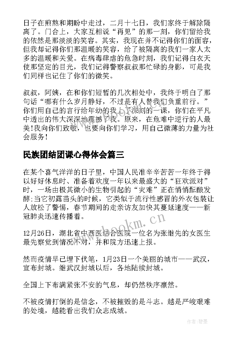 2023年民族团结团课心得体会(实用5篇)