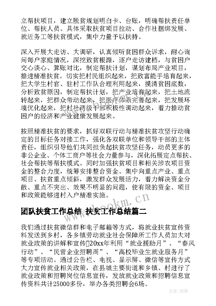 最新团队扶贫工作总结 扶贫工作总结(优质9篇)