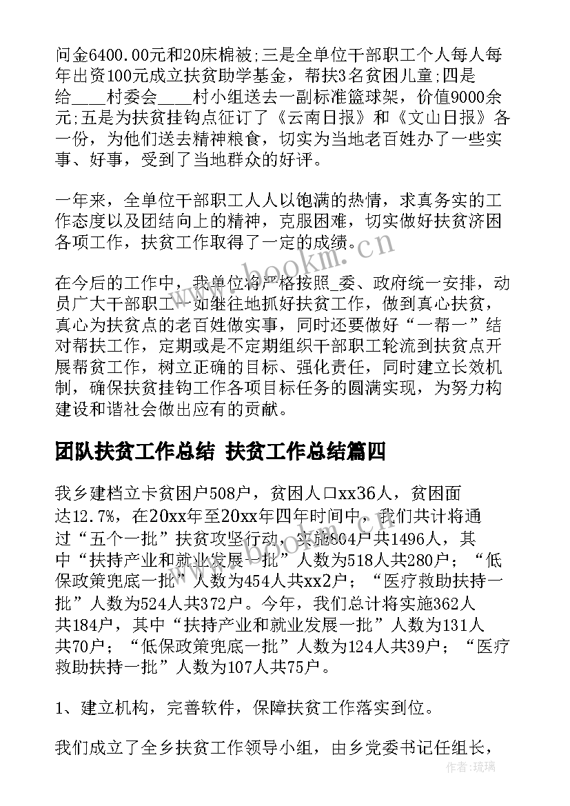 最新团队扶贫工作总结 扶贫工作总结(优质9篇)