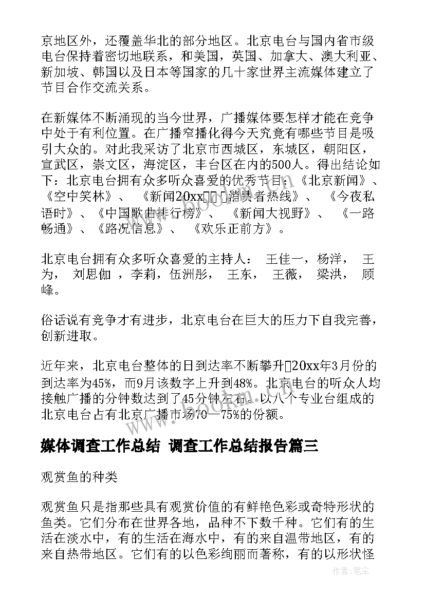 2023年媒体调查工作总结 调查工作总结报告(汇总9篇)