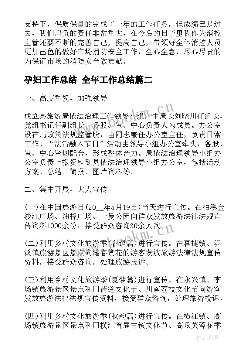 2023年孕妇工作总结 全年工作总结(优质10篇)