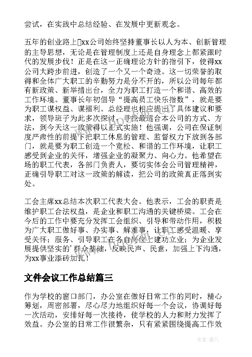 2023年文件会议工作总结(精选6篇)