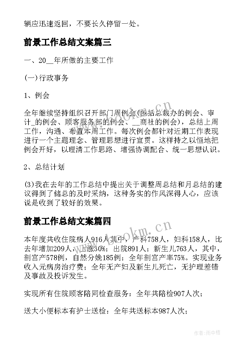 前景工作总结文案(优秀9篇)