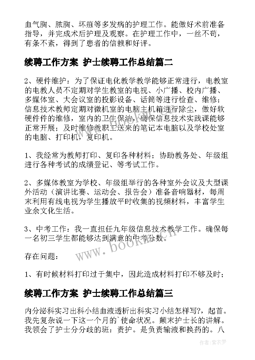 2023年续聘工作方案 护士续聘工作总结(精选5篇)