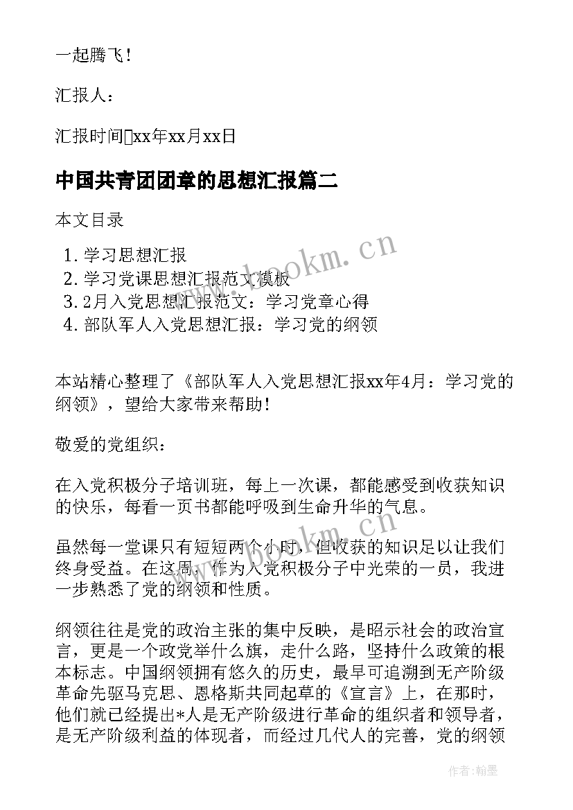 2023年中国共青团团章的思想汇报(模板7篇)