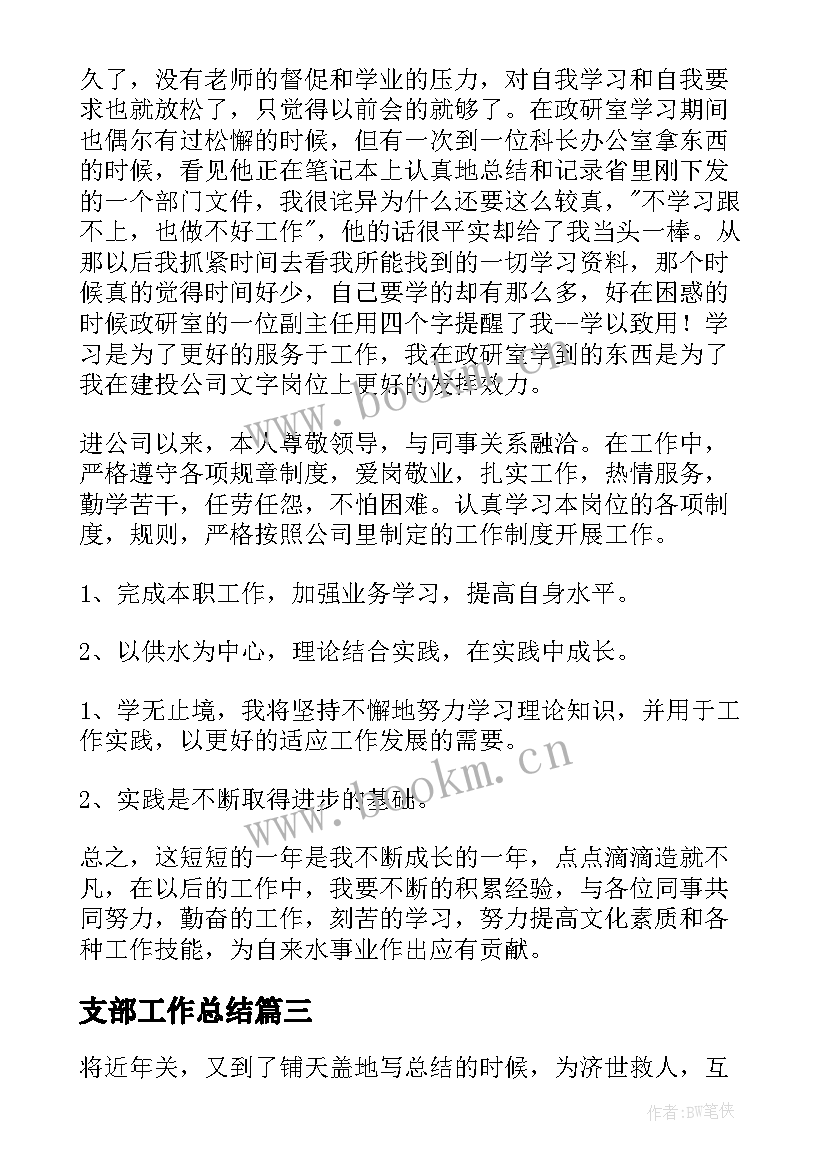 支部工作总结(优质9篇)