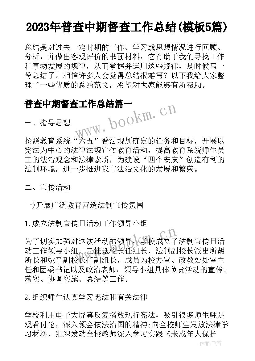 2023年普查中期督查工作总结(模板5篇)