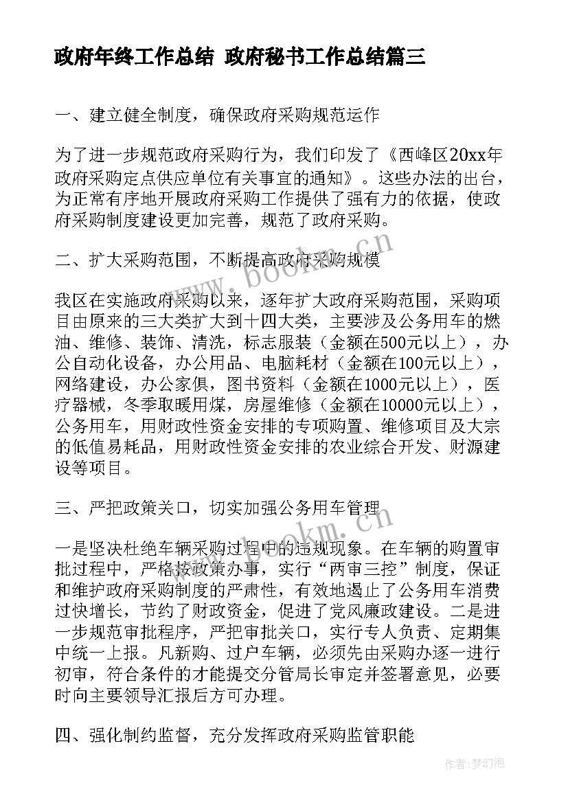 政府年终工作总结 政府秘书工作总结(汇总5篇)