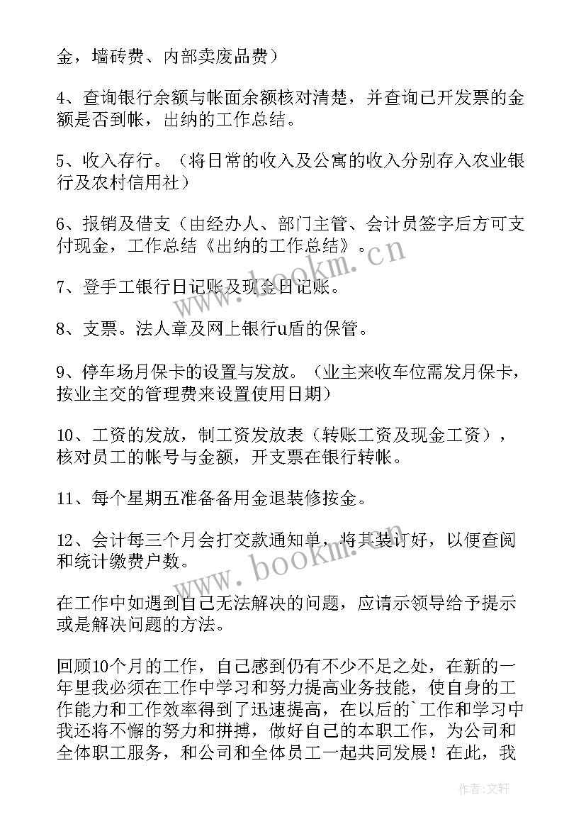 2023年出纳工作总结表格 出纳工作总结(优质9篇)