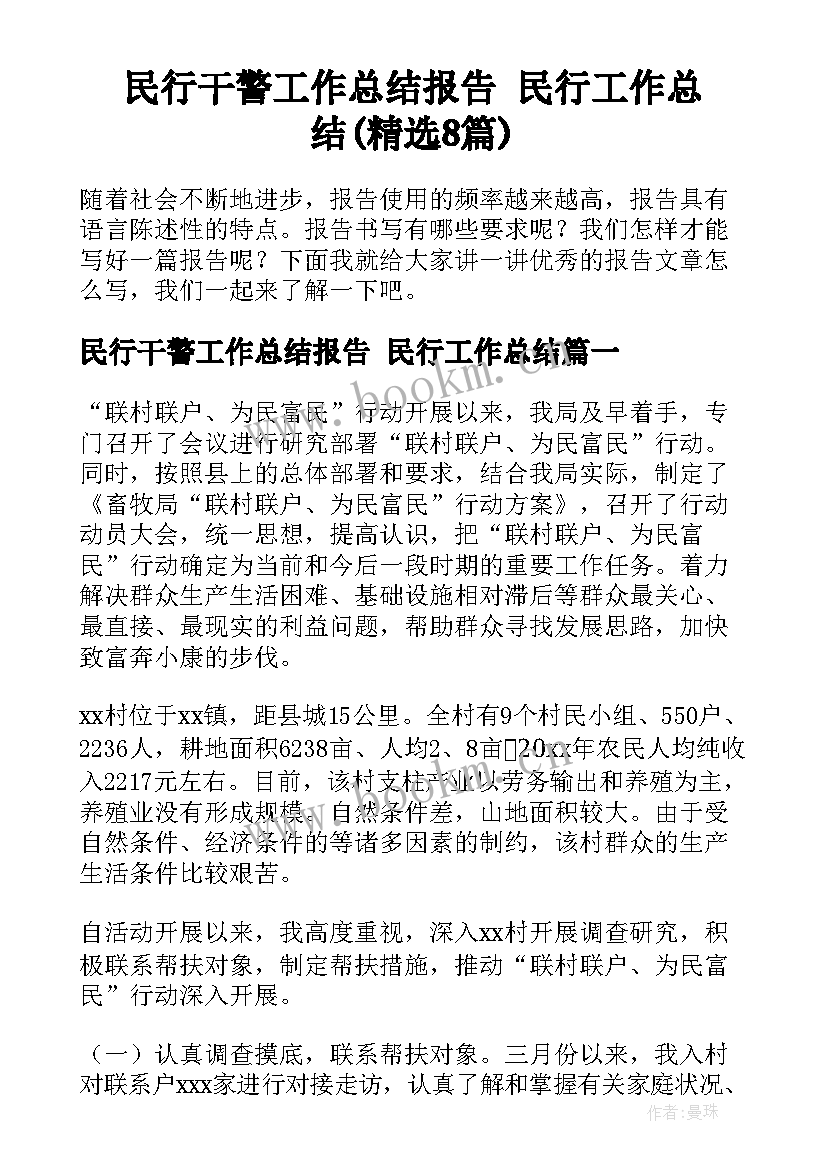 民行干警工作总结报告 民行工作总结(精选8篇)