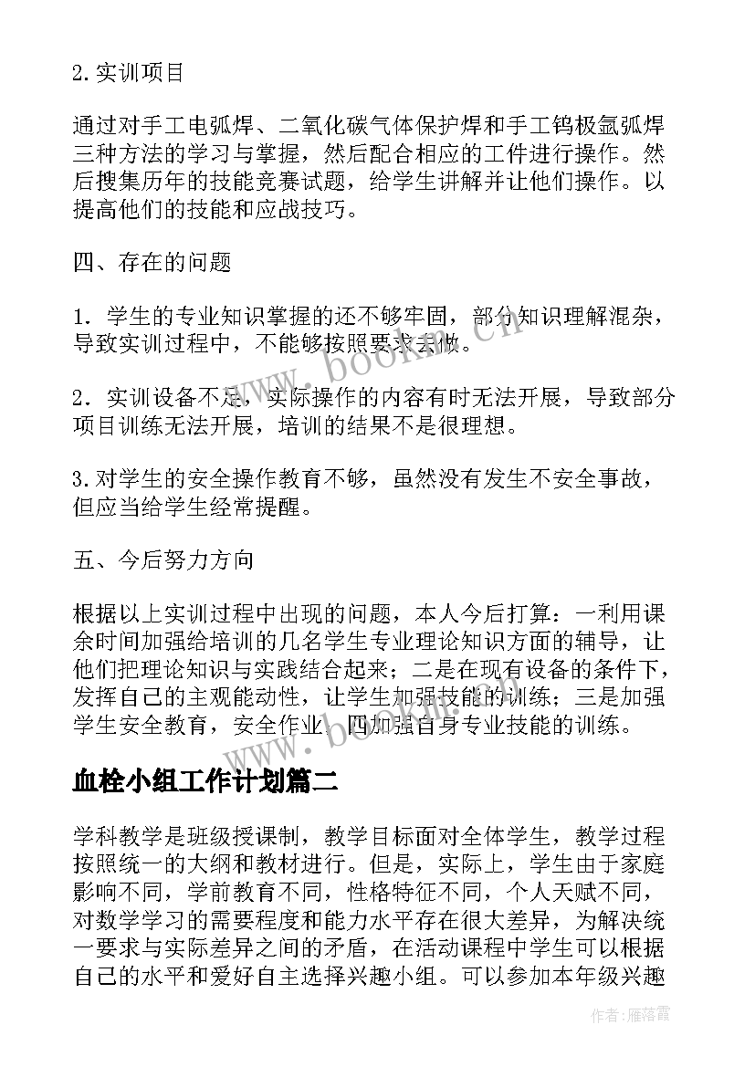 2023年血栓小组工作计划(精选7篇)