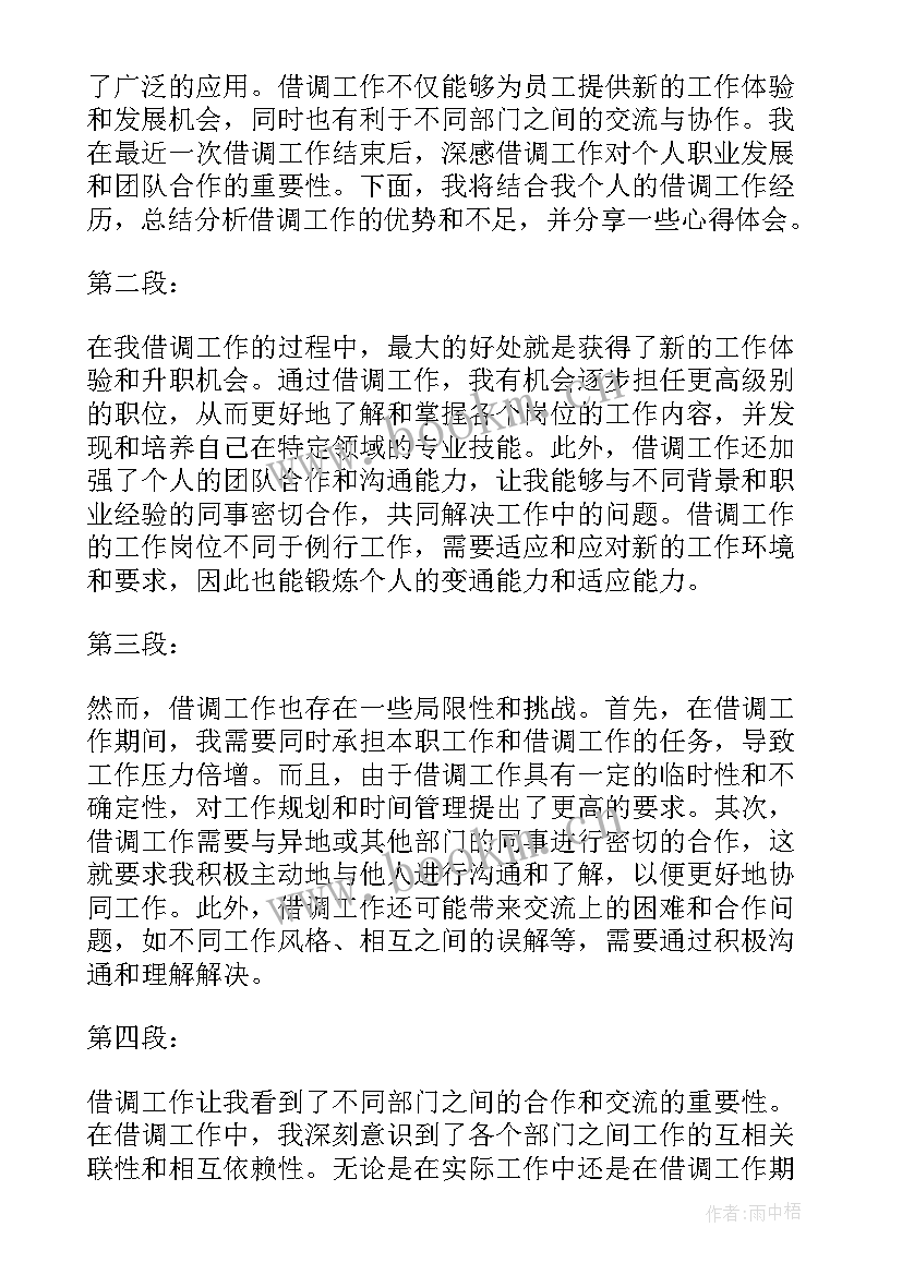 借调个人工作总结 借调工作总结及心得体会(汇总6篇)