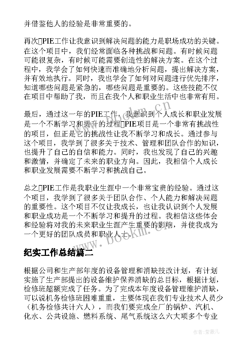 2023年纪实工作总结(优质7篇)