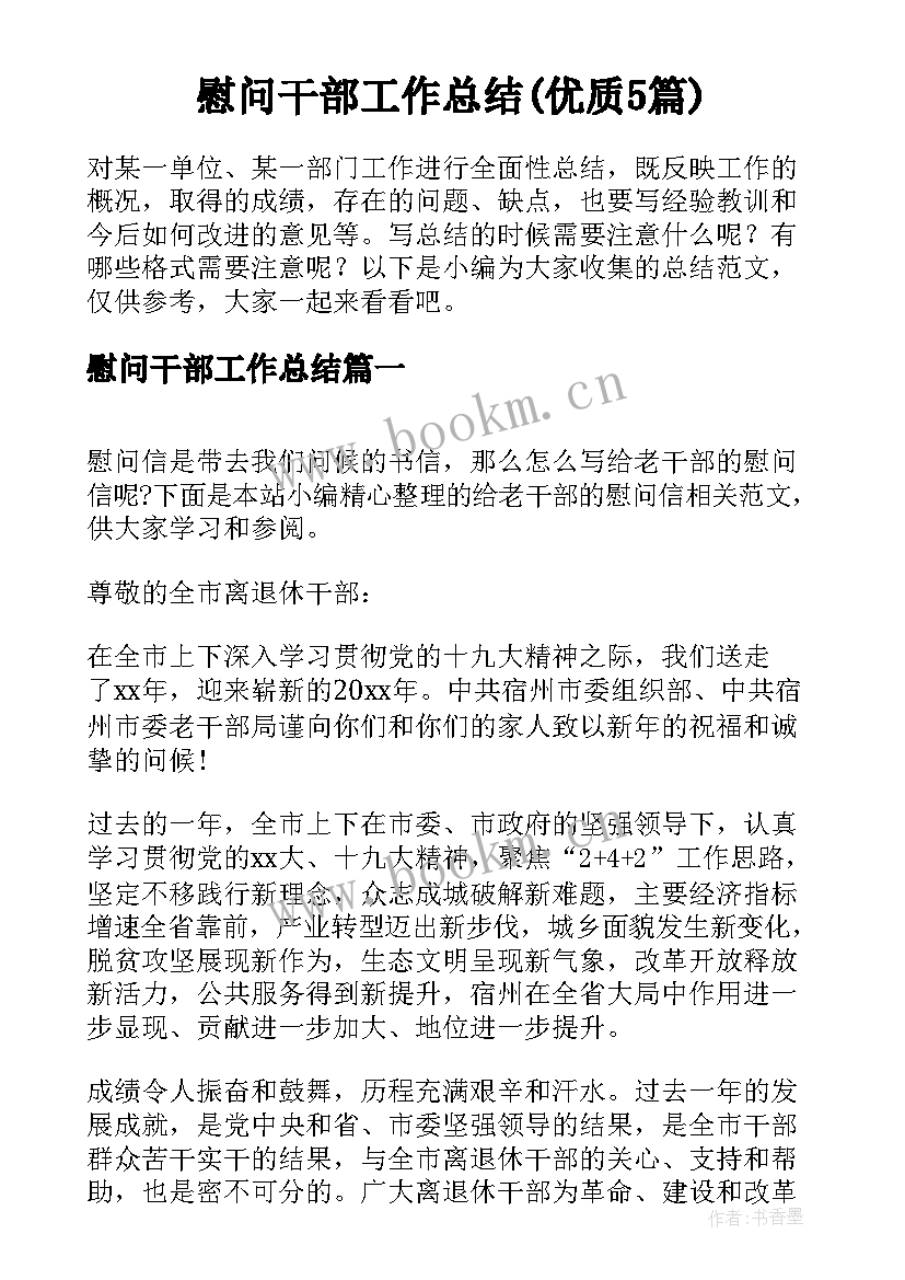 慰问干部工作总结(优质5篇)