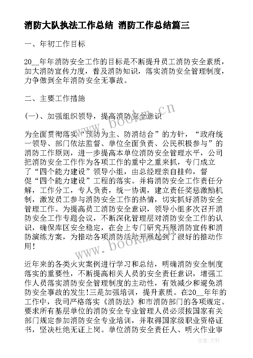 2023年消防大队执法工作总结 消防工作总结(汇总9篇)