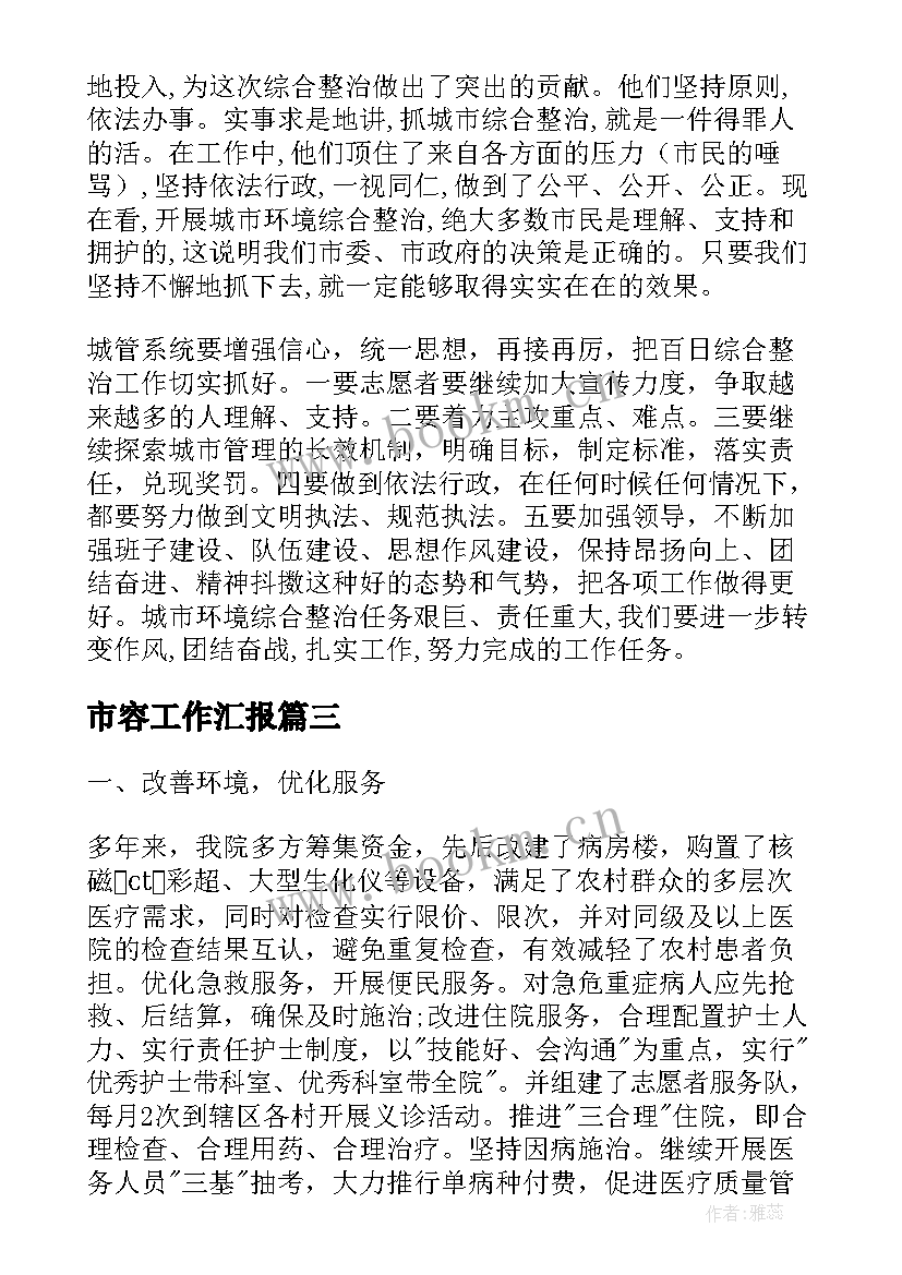 2023年市容工作汇报(精选5篇)