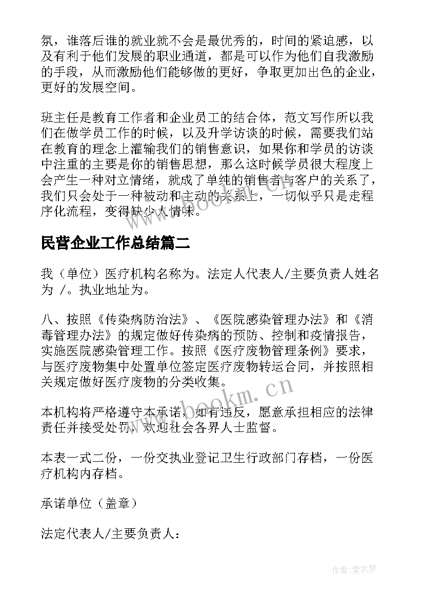 最新民营企业工作总结(优质6篇)