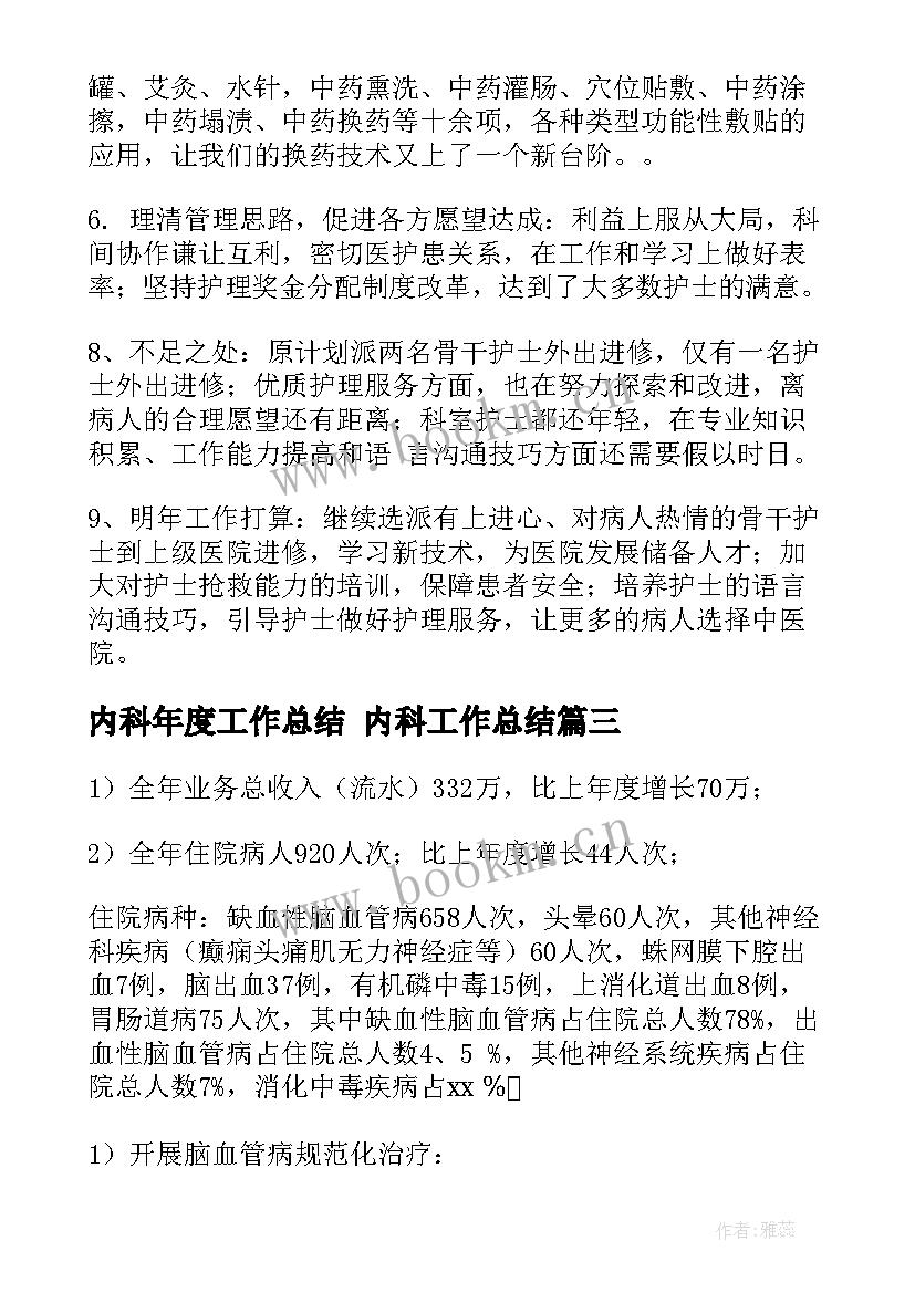 2023年内科年度工作总结 内科工作总结(精选8篇)