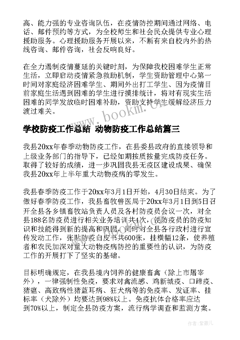 学校防疫工作总结 动物防疫工作总结(精选8篇)