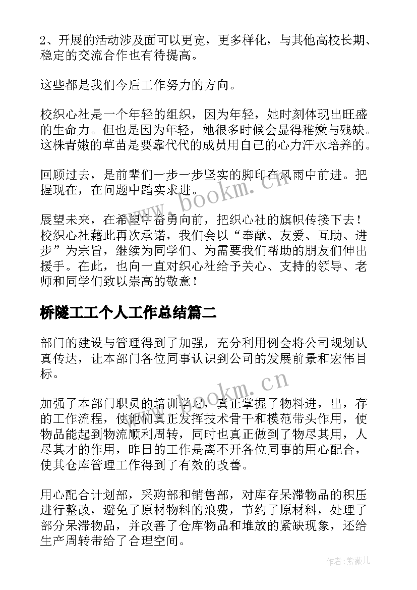 2023年桥隧工工个人工作总结(精选6篇)