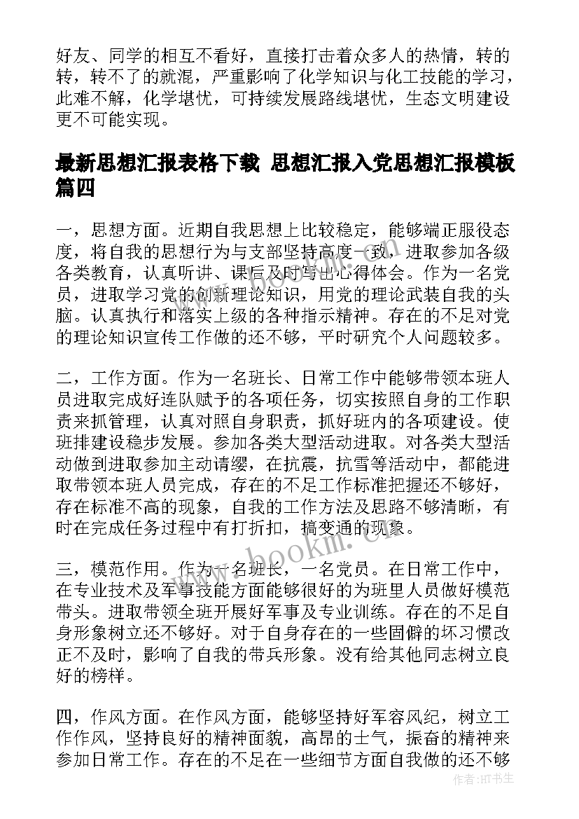 最新思想汇报表格下载 思想汇报入党思想汇报(优质6篇)