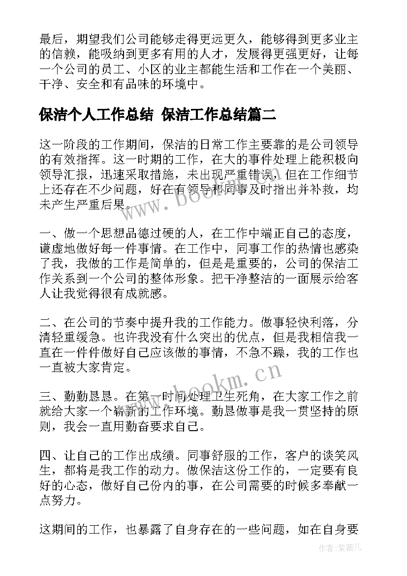 2023年保洁个人工作总结 保洁工作总结(实用9篇)