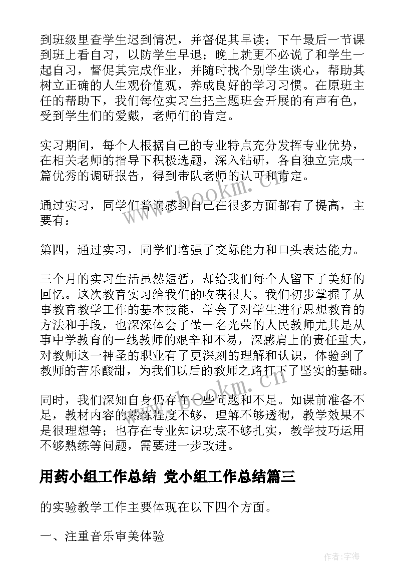 2023年用药小组工作总结 党小组工作总结(精选7篇)