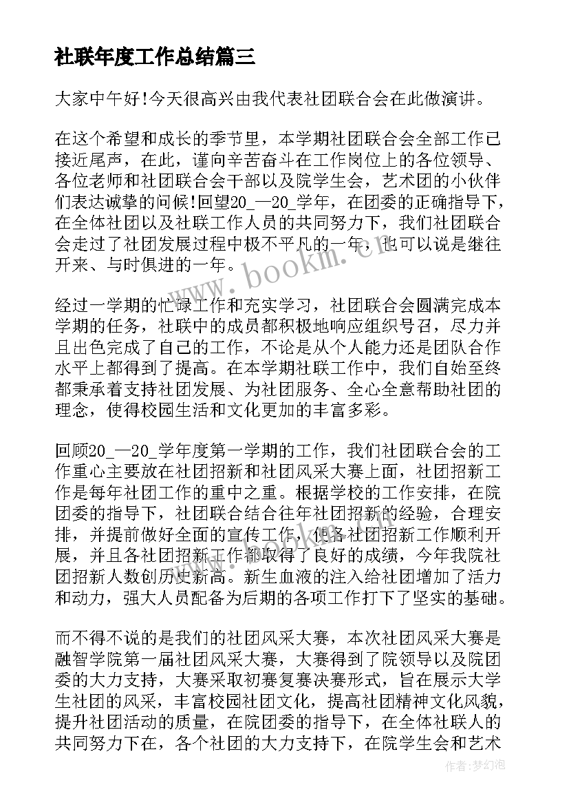 社联年度工作总结(大全5篇)