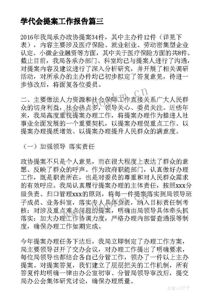 最新学代会提案工作报告(优质6篇)